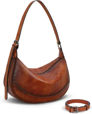 HESHE Leather Crossbody Bags for Women Hobo Purse Soft Women's Shoulder Handbags for Everyday Casual Purses