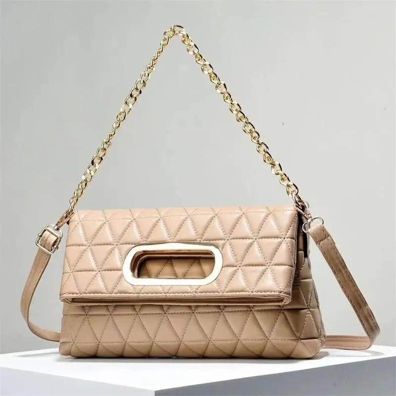Hobo Bag For Women Fashion Small Tote Top Handle Handbag Satchel With Metal Chain Solid Elegant Crossbody Bags Wallets