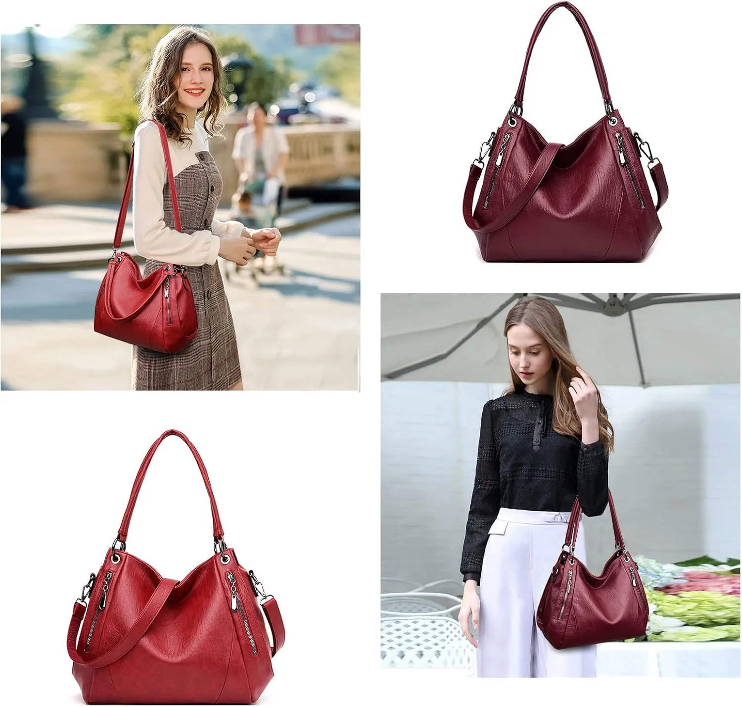 Hobo Bags for Women Leather Purses and Handbags Large Hobo Purse Shoulder Bags with Adjustable Shoulder Strap