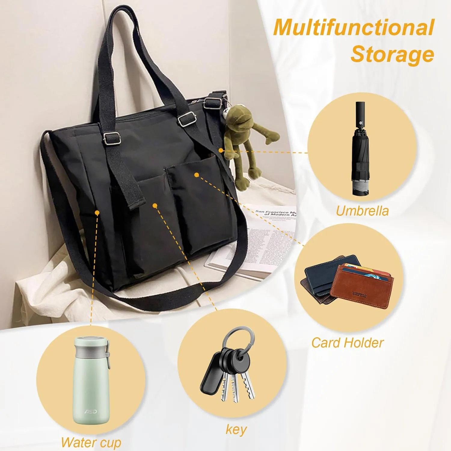 Hobo bags, handbags for women, large-capacity nylon shoulder bags with multiple carrying methods