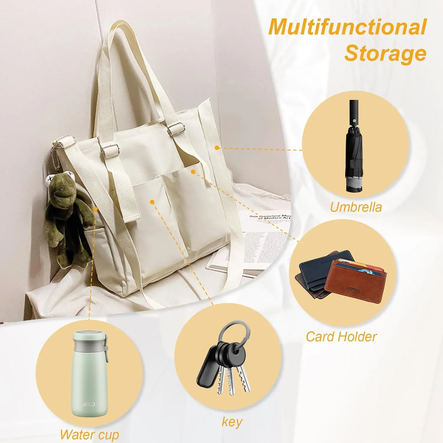 Hobo bags, handbags for women, large-capacity nylon shoulder bags with multiple carrying methods