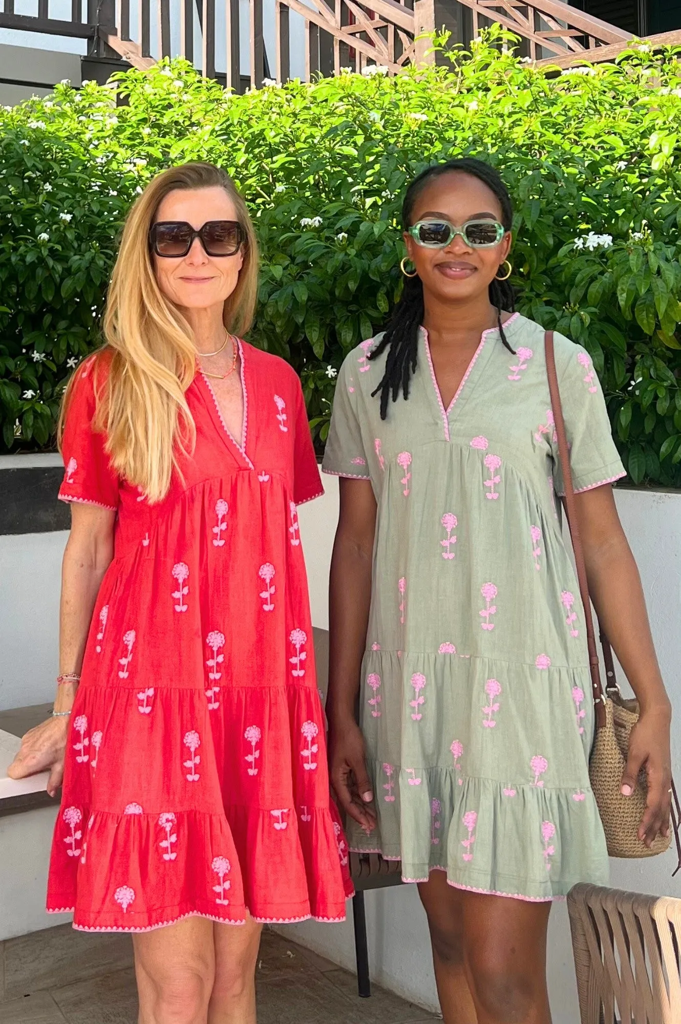 India Embroidered Dress | Red/Pink