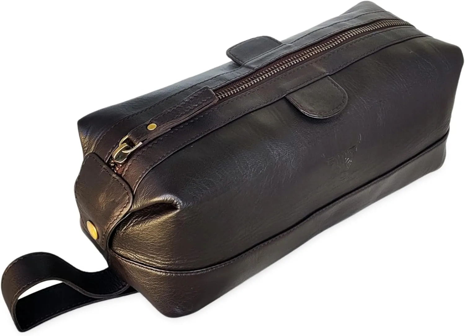 jaald Men's Genuine Leather Toiletry Bag Waterproof Dopp Kit Shaving Bags Grooming for Travel Groomsmen Gift Men Women Hanging Zippered Makeup Bathroom Cosmetic Pouch Case Make Up kit