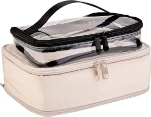 JJ POWER Makeup Bags Travel Cosmetic Cases Make up Organizer with Toiletry Bags (Cream)