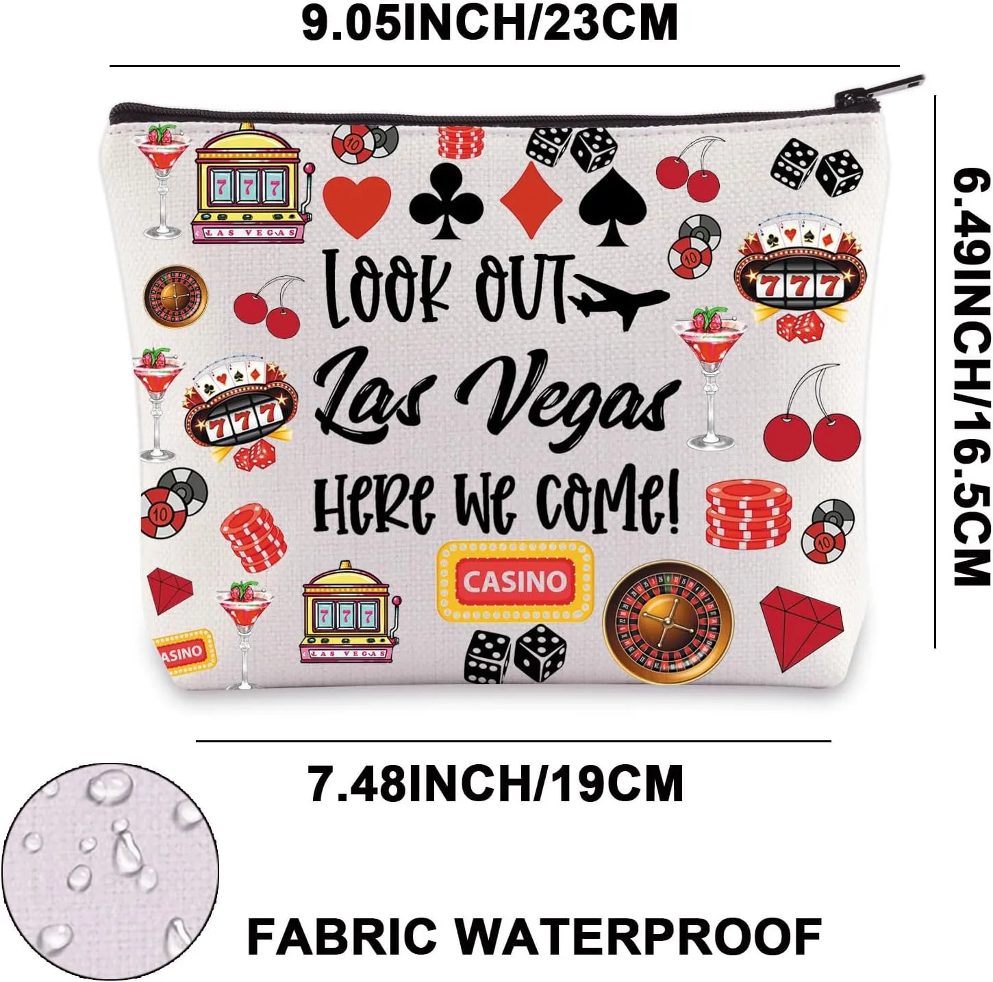 JNIAP Las Vegas Makeup Bag - Waterproof Fabric, Multifunctional, Cosmetic Case - Female, Leaf Pattern - Look Out Las Vegas - Makeup, Skin Care, Travel, Gym