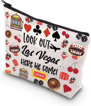 JNIAP Las Vegas Makeup Bag - Waterproof Fabric, Multifunctional, Cosmetic Case - Female, Leaf Pattern - Look Out Las Vegas - Makeup, Skin Care, Travel, Gym