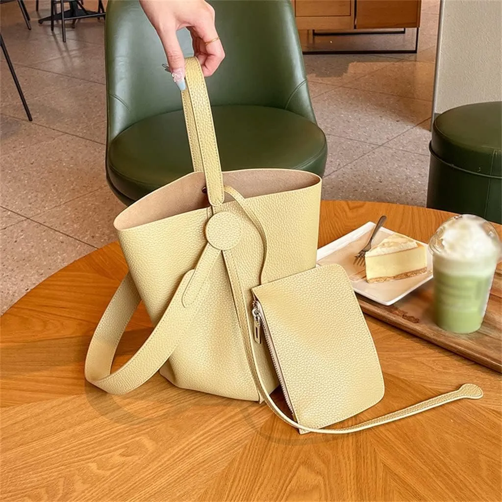 JSEIAJB Top Layer Leather Elegant Women's Crossbody Bag Design Bag Women's Sigle Shoulder Portable Tote Bucket Bag