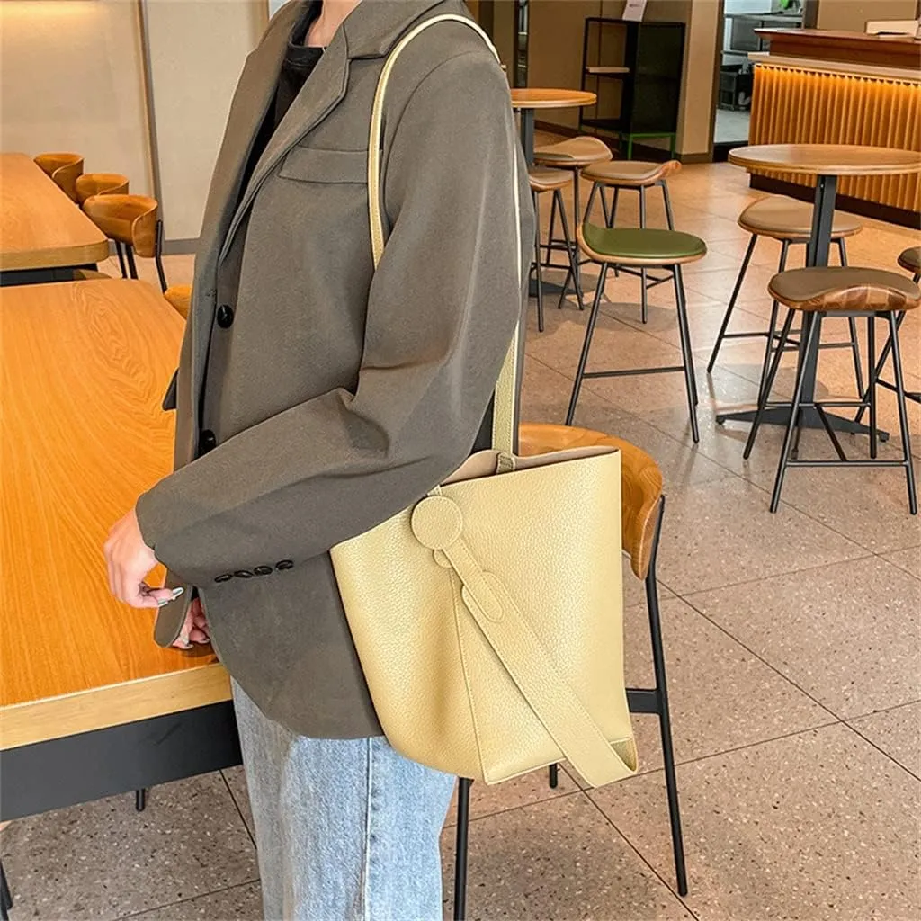 JSEIAJB Top Layer Leather Elegant Women's Crossbody Bag Design Bag Women's Sigle Shoulder Portable Tote Bucket Bag