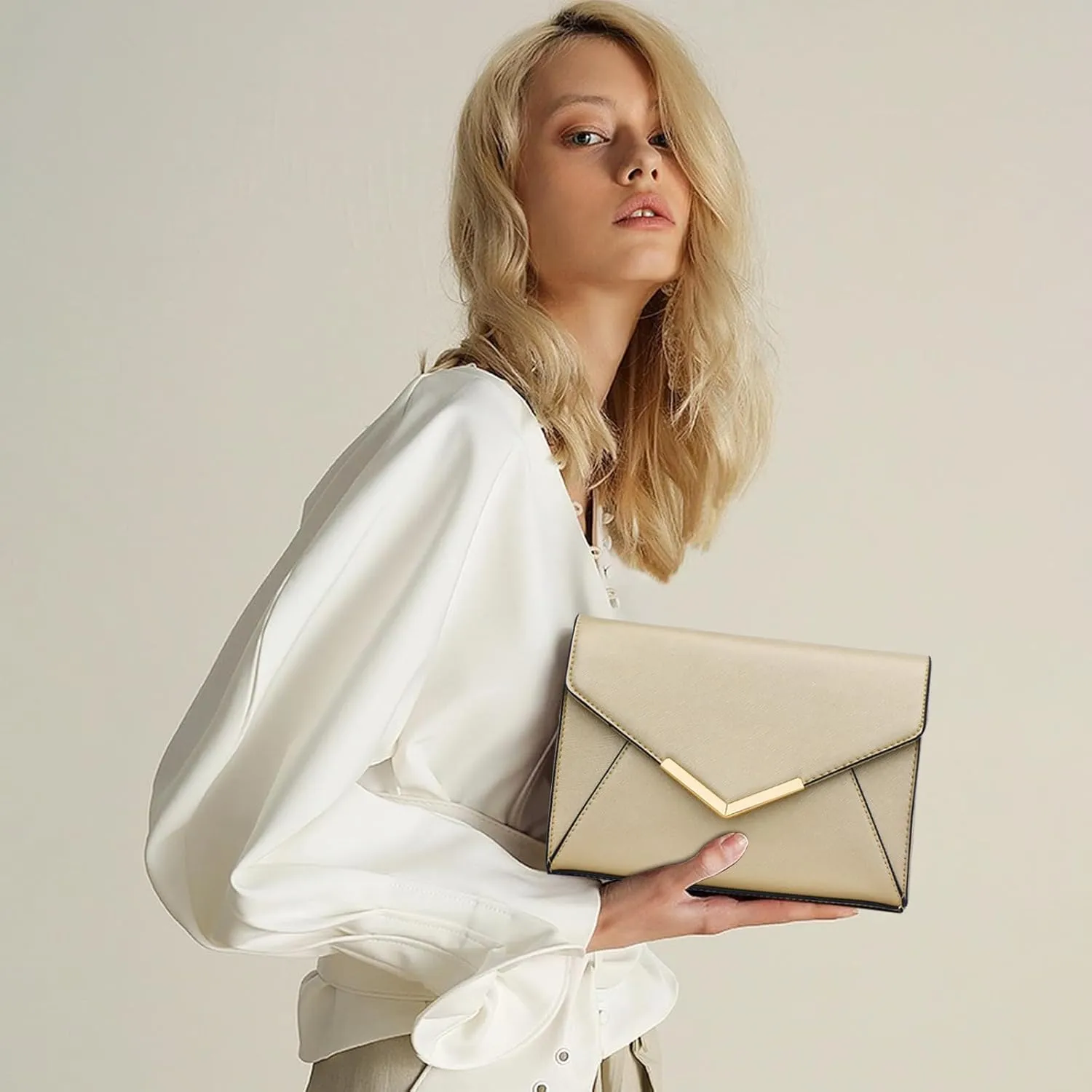 KKXIU Women Elegant Faux Leather Evening Envelope Clutch Purse Foldover Bags for Party Wedding Prom