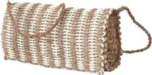 Knitted Hand-Crocheted Purse for Women Beach Clutches Bags with Magnetic Button Straw Cross Body Bags for Traveling