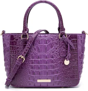 Ladies Tote Leather Bags for Women Crocodile Embossed Zipper Satchel Purse Elegant Compartments Crossbody Work