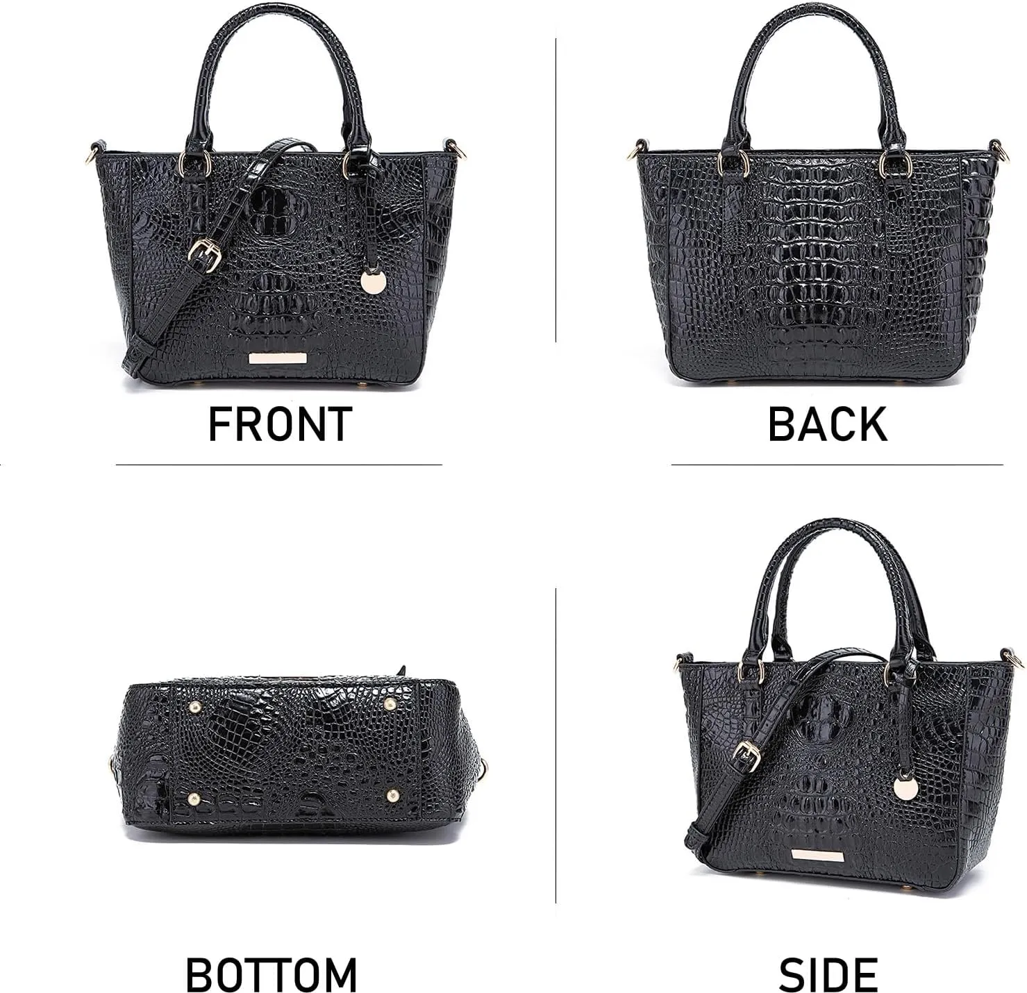 Ladies Tote Leather Bags for Women Crocodile Embossed Zipper Satchel Purse Elegant Compartments Crossbody Work