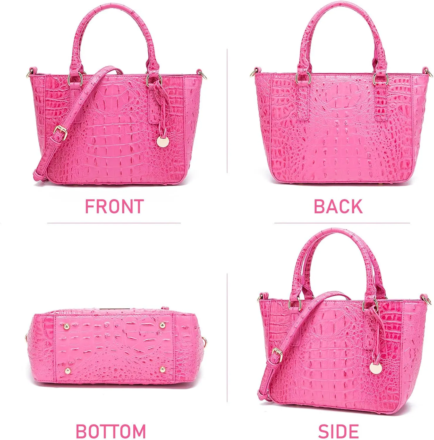 Ladies Tote Leather Bags for Women Crocodile Embossed Zipper Satchel Purse Elegant Compartments Crossbody Work