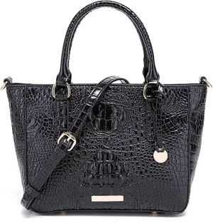 Ladies Tote Leather Bags for Women Crocodile Embossed Zipper Satchel Purse Elegant Compartments Crossbody Work