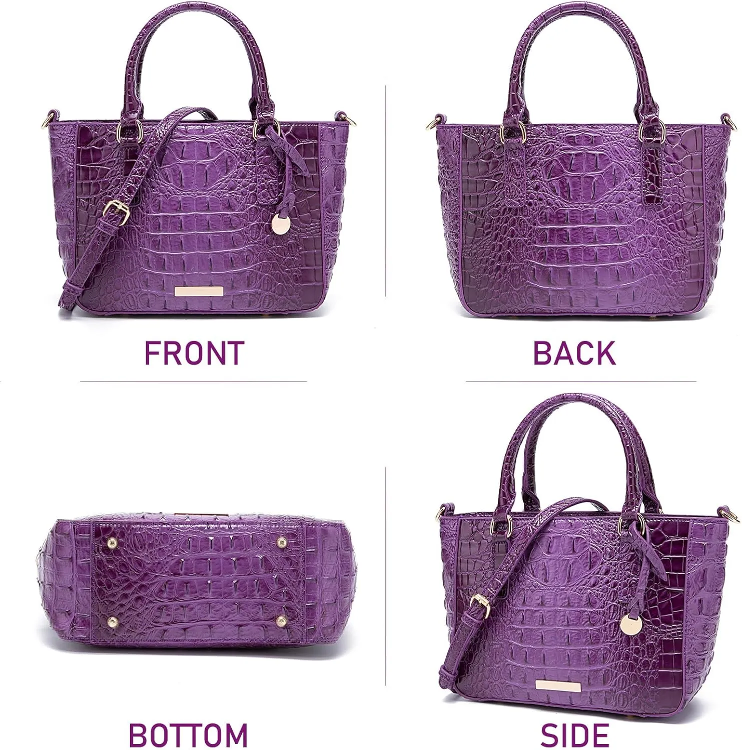 Ladies Tote Leather Bags for Women Crocodile Embossed Zipper Satchel Purse Elegant Compartments Crossbody Work