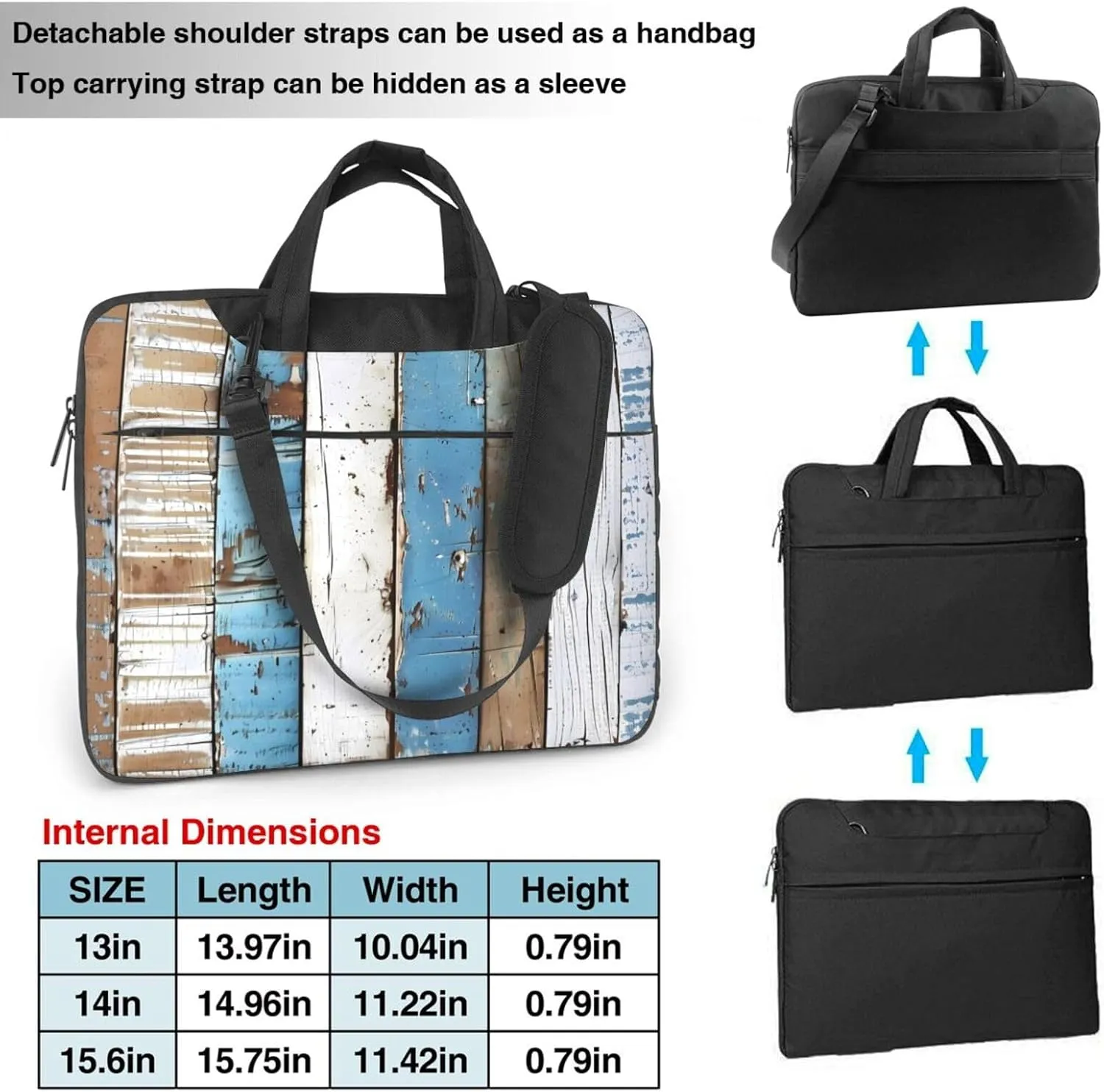 Laptop Bag Case Rustic Beach Wooden Computer Messenger Shoulder Bag Laptop Sleeve Briefcase