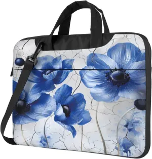 Laptop Bag Case Rustic Blue Poppy Brick Wall Computer Messenger Shoulder Bag Laptop Sleeve Briefcase