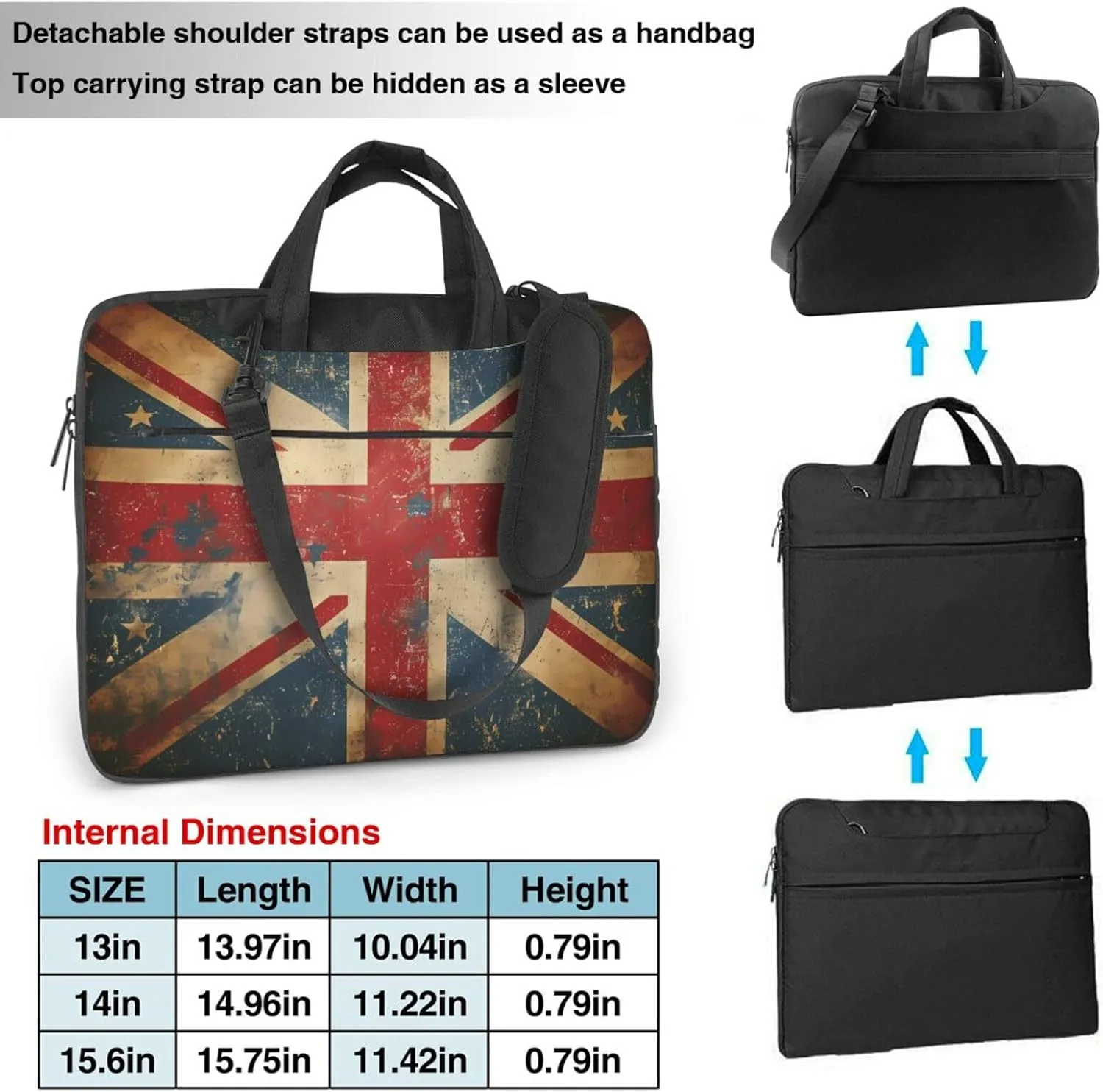 Laptop Bag Case Rustic UK England Flag Computer Messenger Shoulder Bag Laptop Sleeve Briefcase