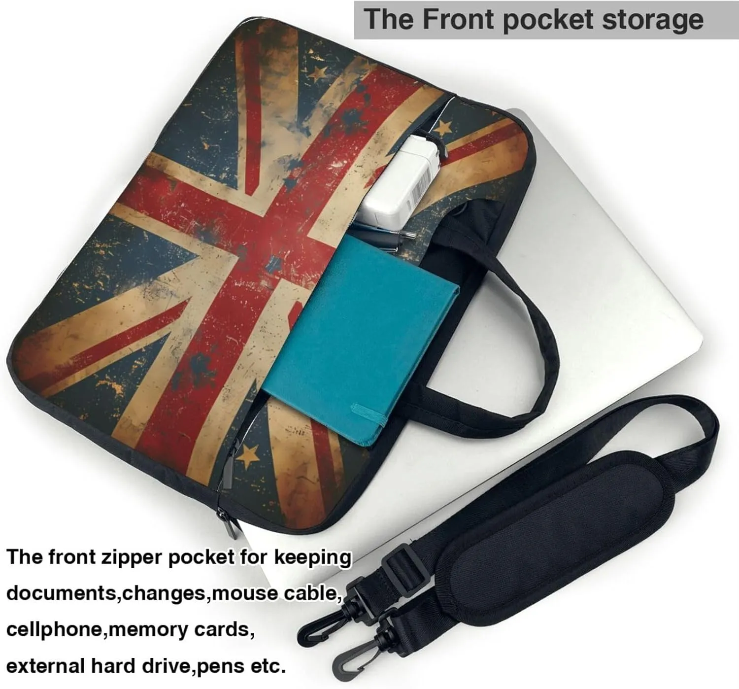 Laptop Bag Case Rustic UK England Flag Computer Messenger Shoulder Bag Laptop Sleeve Briefcase