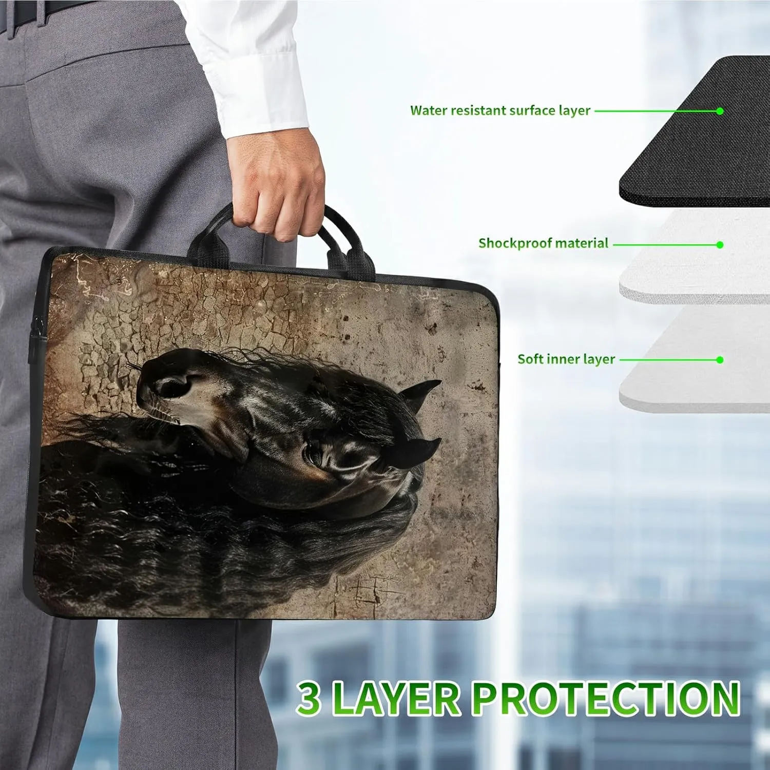 Laptop Shoulder Bag Sleeve Case for Women Men, Computer Handbag Suitable
