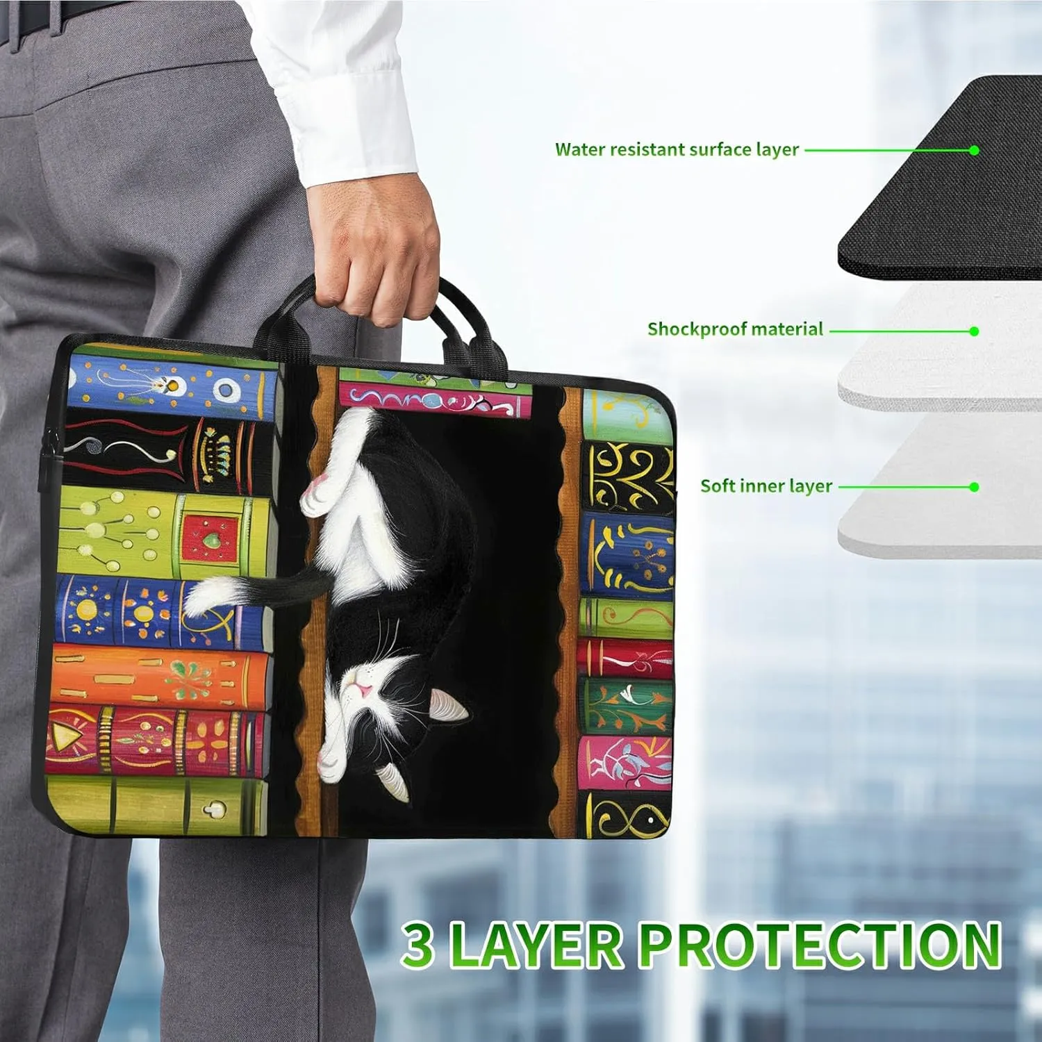 Laptop Shoulder Bag Sleeve Case for Women Men, Computer Handbag Suitable