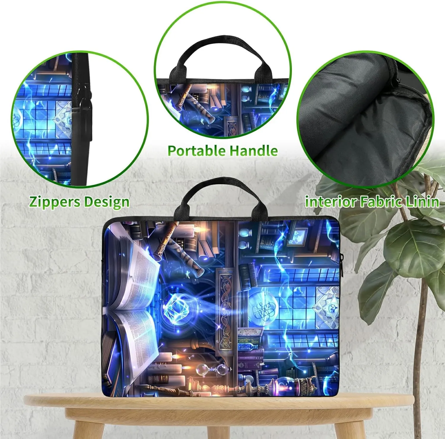 Laptop Shoulder Bag Sleeve Case, Large Capacity Waterproof PU Leather Computer Handbag