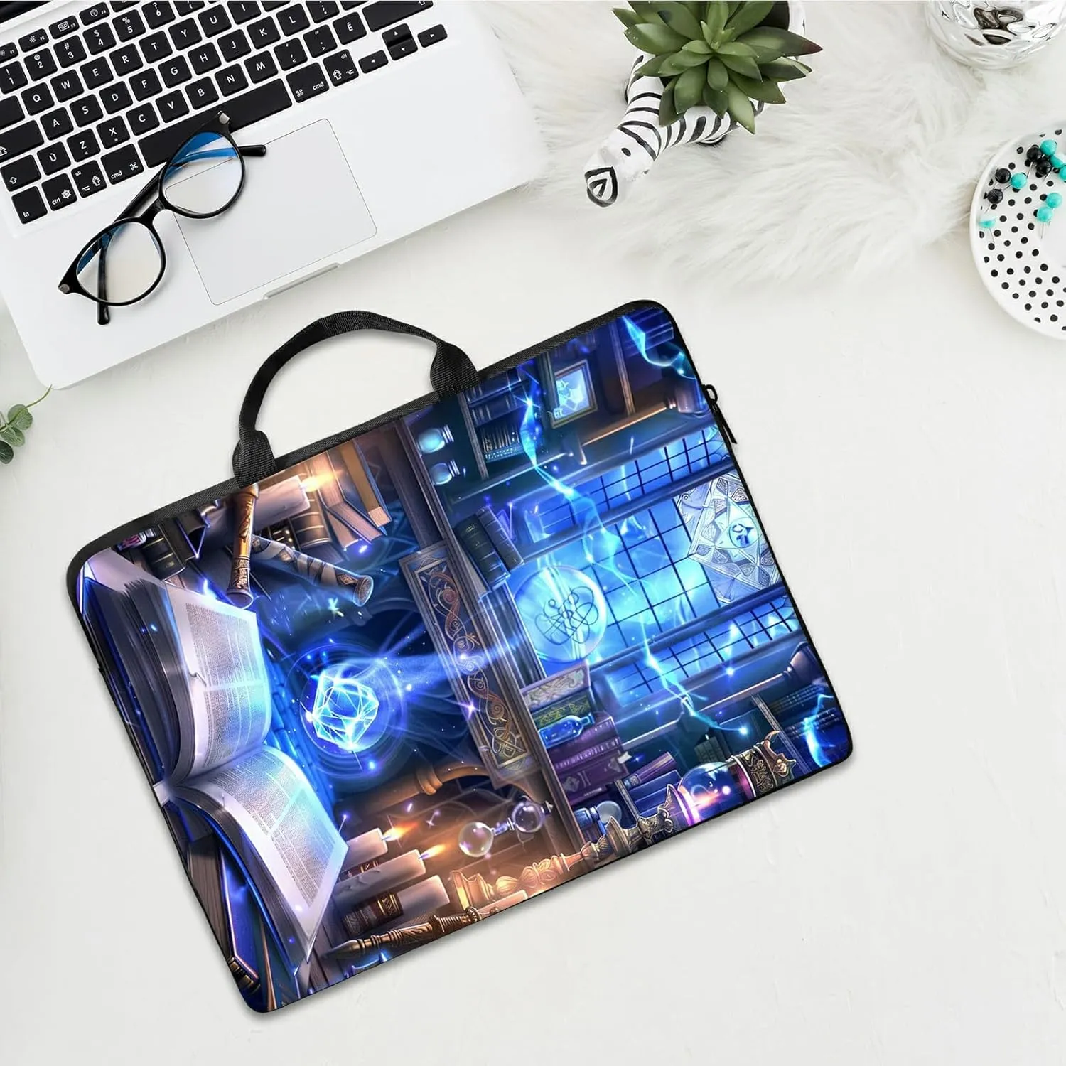 Laptop Shoulder Bag Sleeve Case, Large Capacity Waterproof PU Leather Computer Handbag