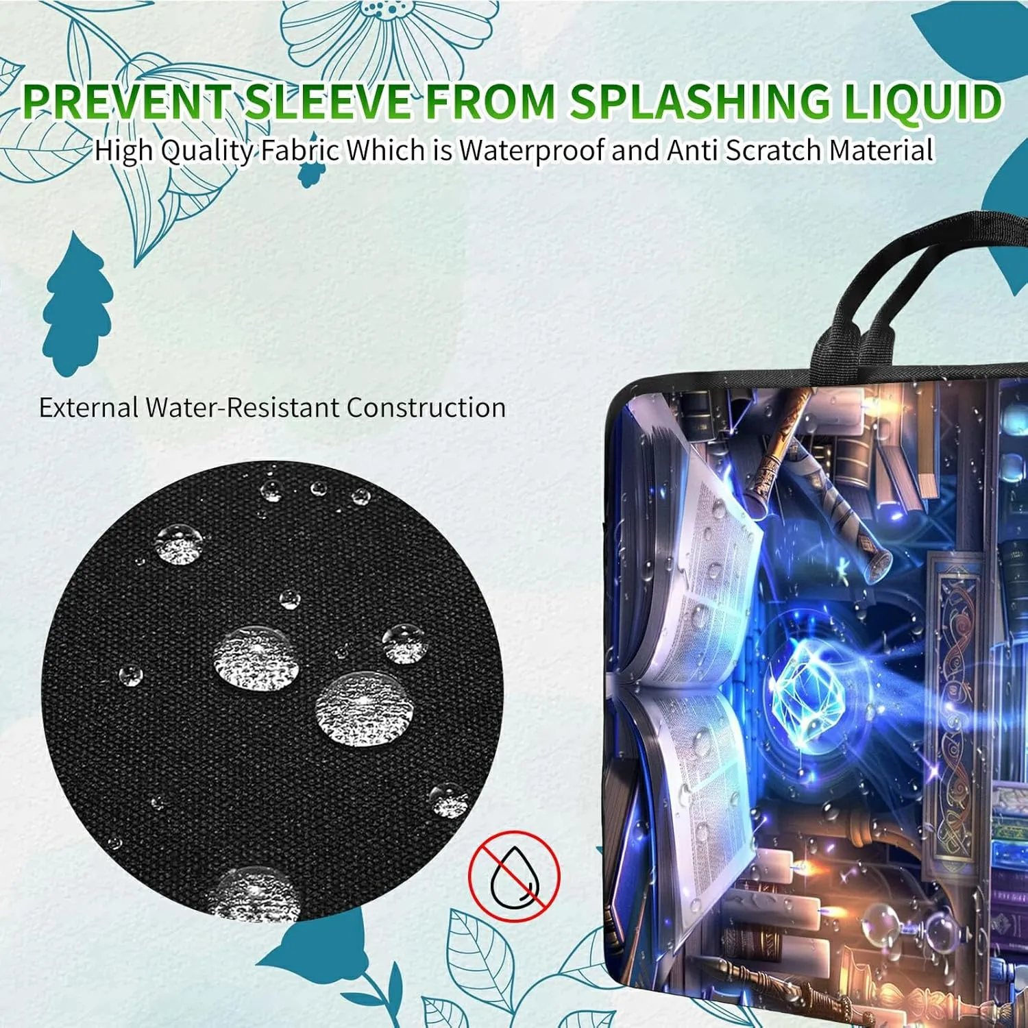 Laptop Shoulder Bag Sleeve Case, Large Capacity Waterproof PU Leather Computer Handbag