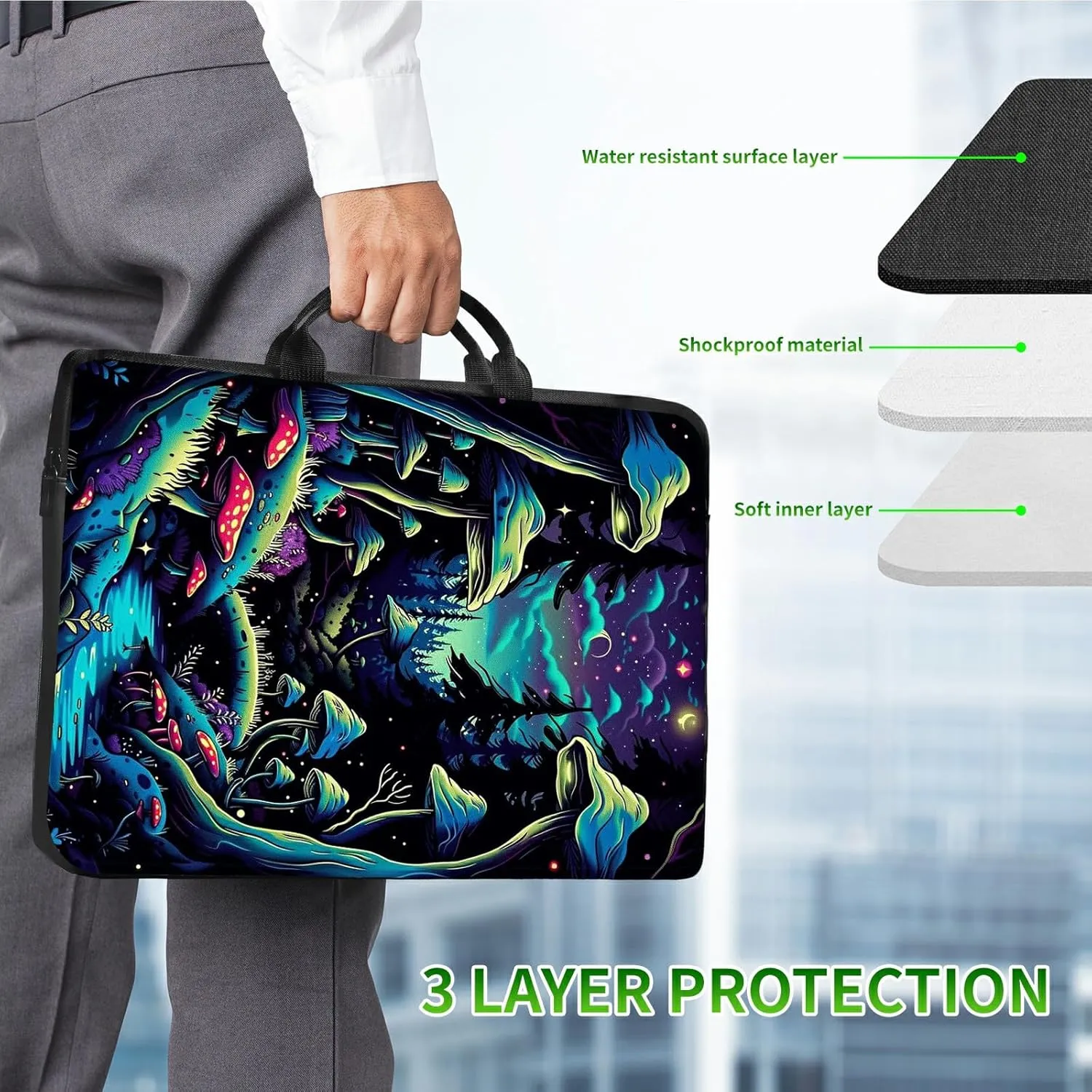 Laptop Shoulder Bag Sleeve Case, Waterproof PU Leather Computer Handbag Suitable
