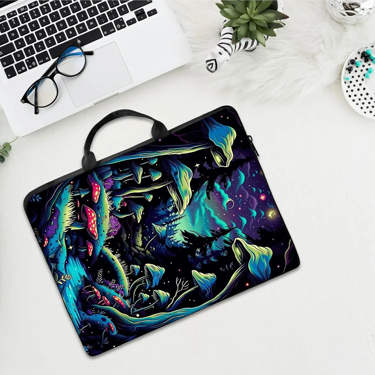 Laptop Shoulder Bag Sleeve Case, Waterproof PU Leather Computer Handbag Suitable