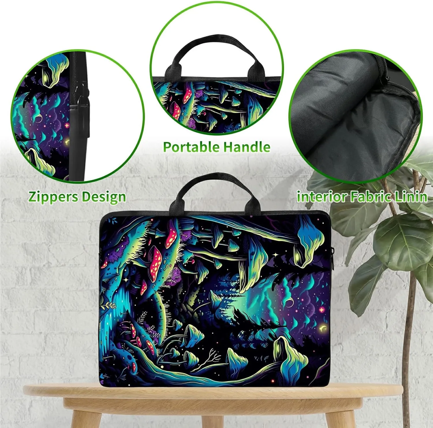 Laptop Shoulder Bag Sleeve Case, Waterproof PU Leather Computer Handbag Suitable