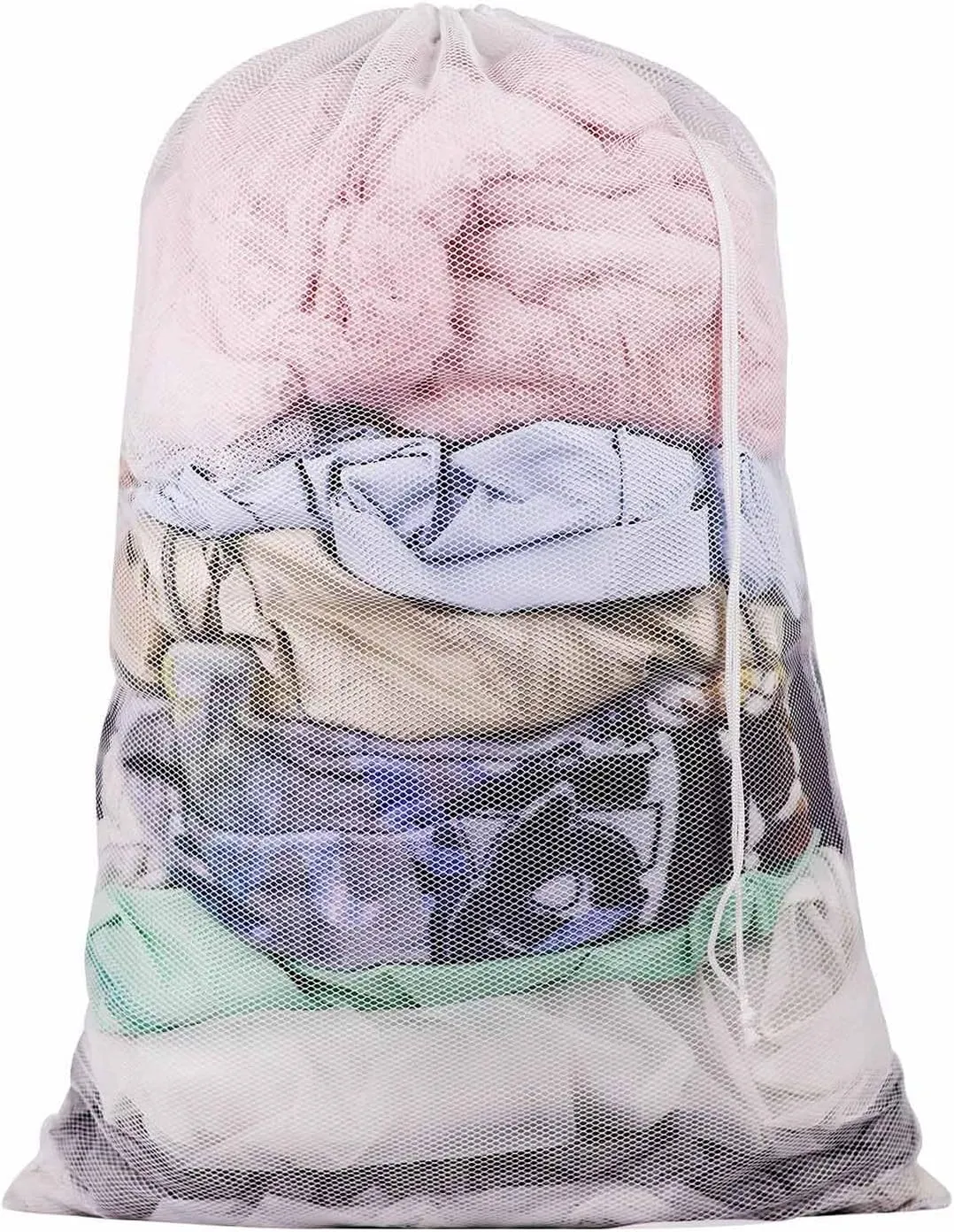 Large Laundry Bag, Dirty Clothes Bag with Drawstring Lock, Laundry Mesh Wash Bags for Laundry Bag Travel, 24" x 36", (White)