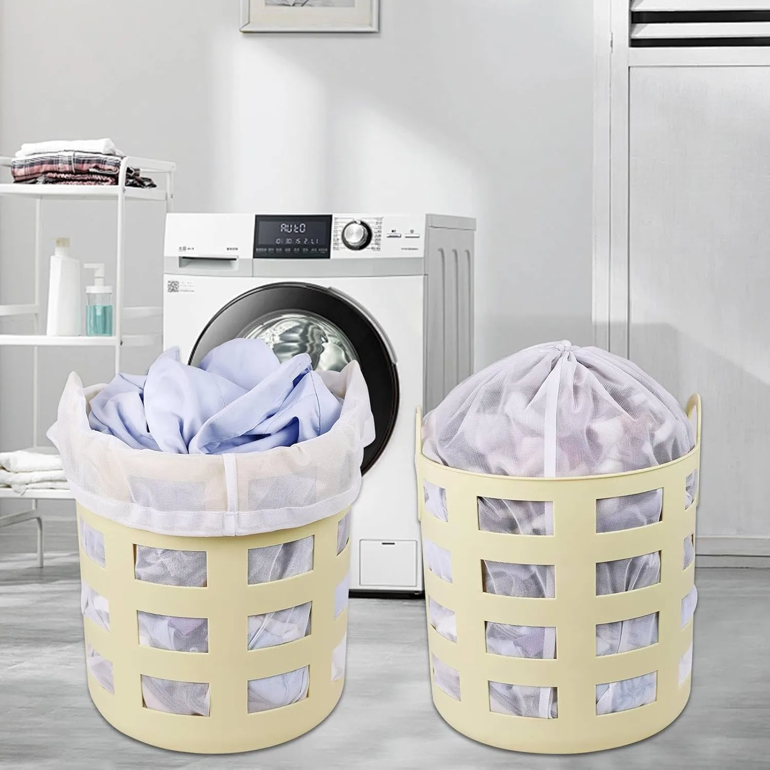 Large Mesh Laundry Bags,Travel Laundry Bags, Bag for Camp With Drawstring Lock, 24" x36"Mesh Bags for Home and Dorm, 24" x36"(White)