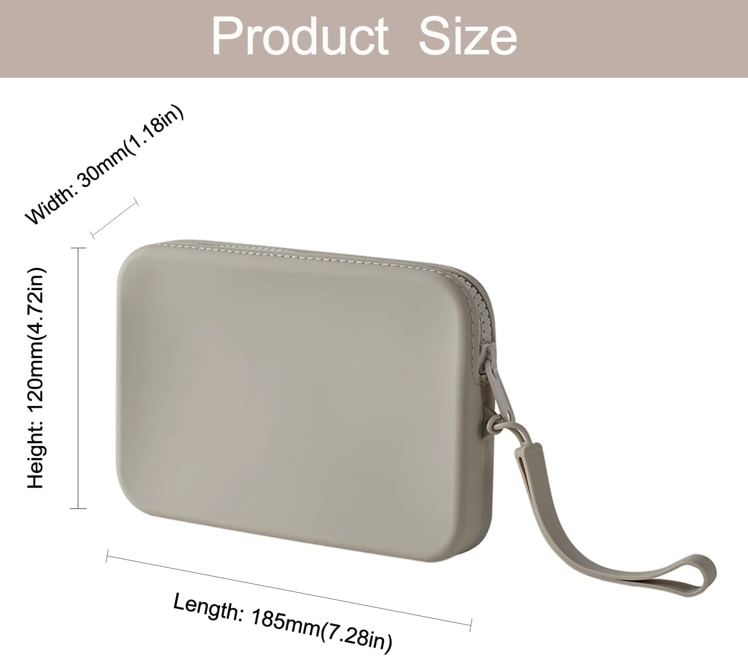 Large Silicone Multifunctional Essential Bag Portable Travel Makeup Bag for Women Men Cards Cash Bag Zipper Pouch (Grey)