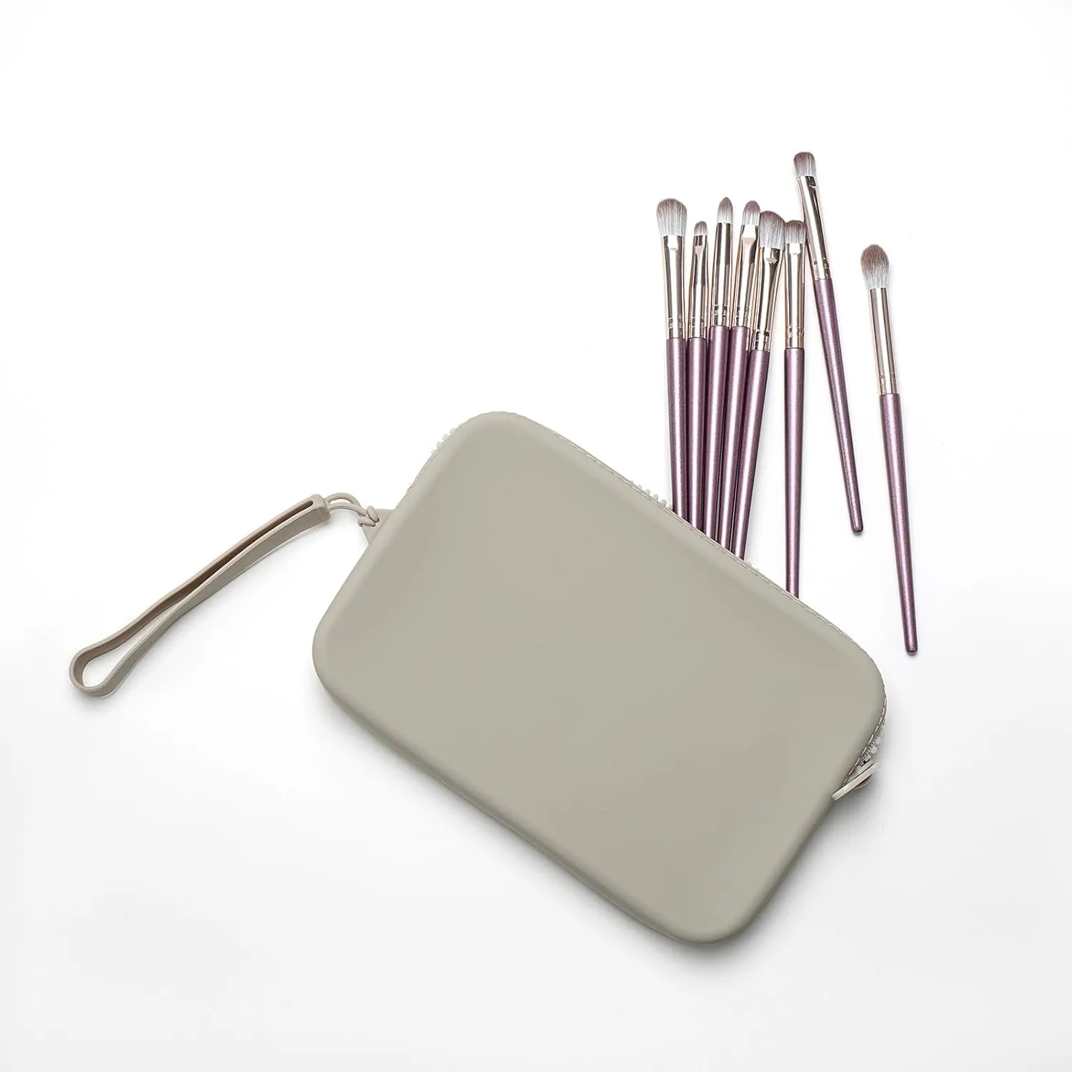 Large Silicone Multifunctional Essential Bag Portable Travel Makeup Bag for Women Men Cards Cash Bag Zipper Pouch (Grey)