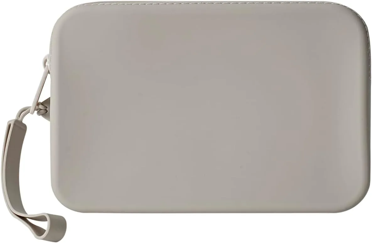 Large Silicone Multifunctional Essential Bag Portable Travel Makeup Bag for Women Men Cards Cash Bag Zipper Pouch (Grey)