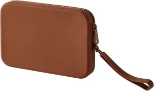 Large Silicone Multifunctional Essential Bag Portable Travel Makeup Bag for Women Men Cards Cash Zipper Pouch (Brown)