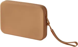 Large Silicone Multifunctional Essential Bag Portable Travel Makeup Bag for Women Men Cards Cash Zipper Pouch (Khaki)