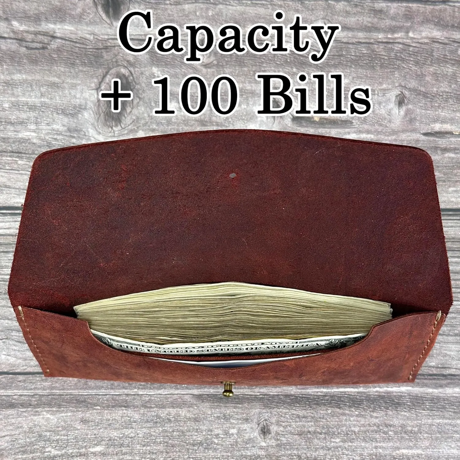 Leather Cash Envelope Wallet, Money Pouch Reusable Budget Envelope Wallet, Leather Cash Holder With One Slot Holder, Handmade, Full Grain Leather Vintage (Shedron)