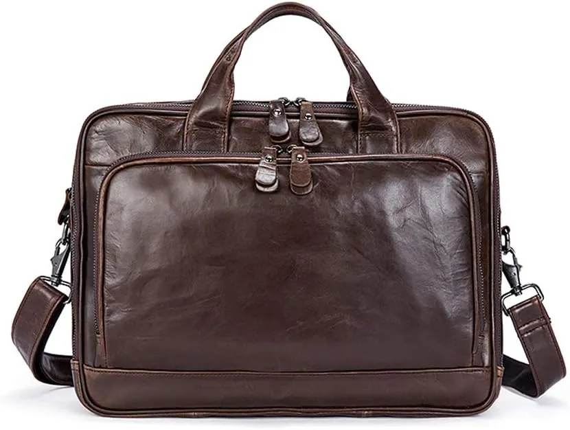 Leather Laptop Bag Mens Briefcase Messenger Bag Mens Portfolio Slim Bag