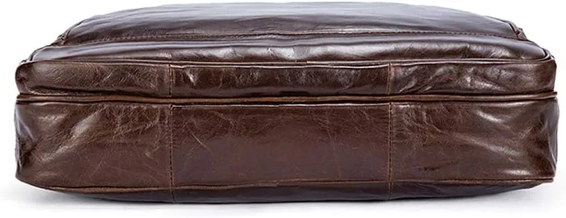 Leather Laptop Bag Mens Briefcase Messenger Bag Mens Portfolio Slim Bag