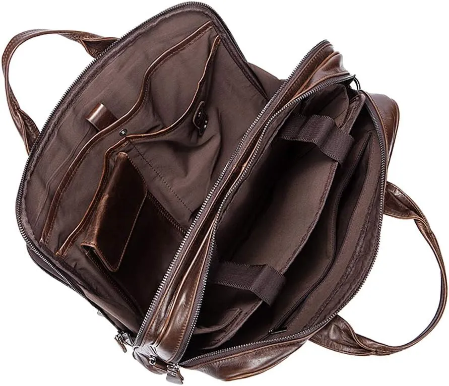 Leather Laptop Bag Mens Briefcase Messenger Bag Mens Portfolio Slim Bag