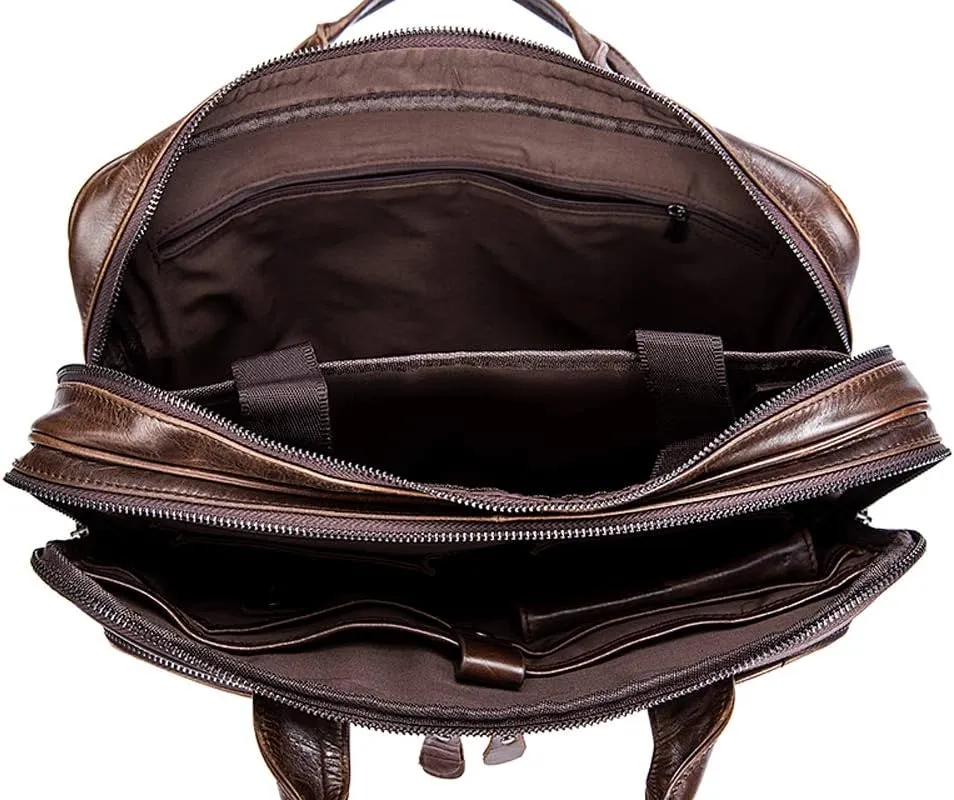 Leather Laptop Bag Mens Briefcase Messenger Bag Mens Portfolio Slim Bag
