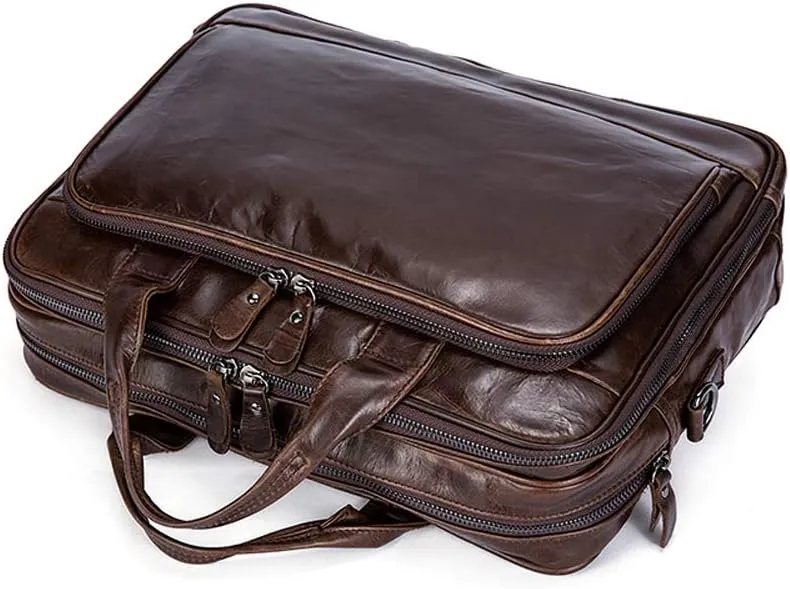 Leather Laptop Bag Mens Briefcase Messenger Bag Mens Portfolio Slim Bag