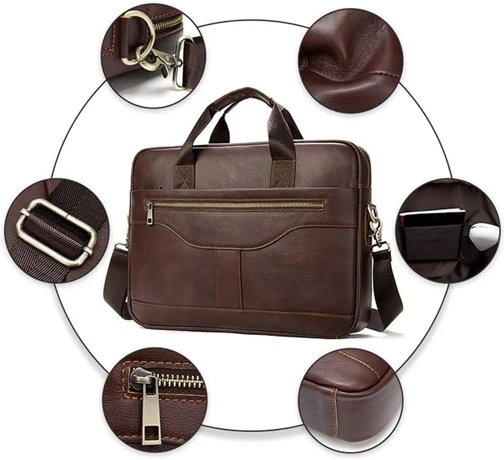 Leather Laptop Bags for Men Full Grain Large Leather Messenger bag for men  with rustic look Best leather briefcase