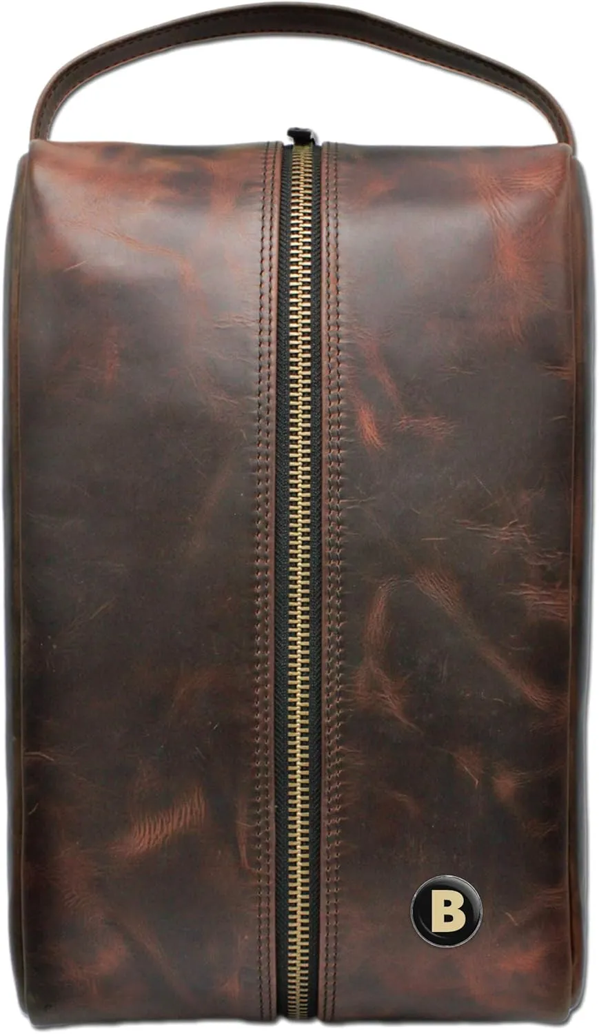 Leather Shoe Bag | Dakota Leather | Zipper | Personalized Initial Monogram Letters (A-Z) Golf Shoe Bag