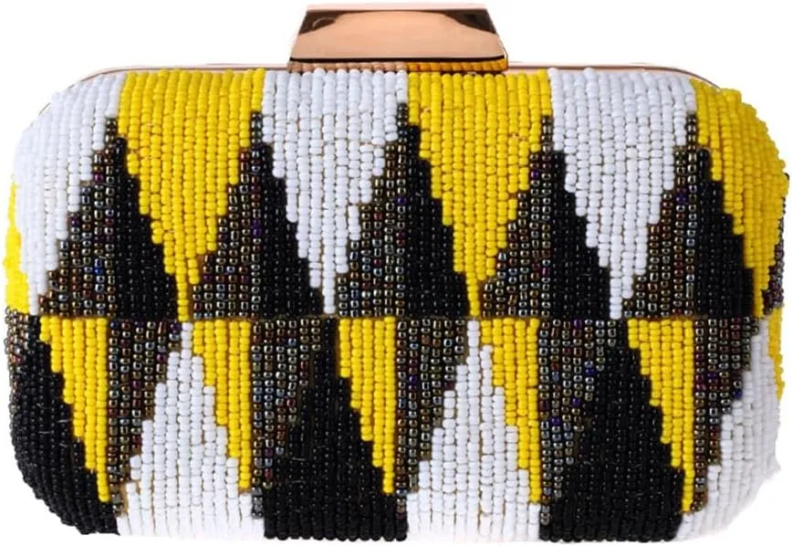 Leisure Women's Handheld Dinner Bag Beaded Embroidery Bag(E)