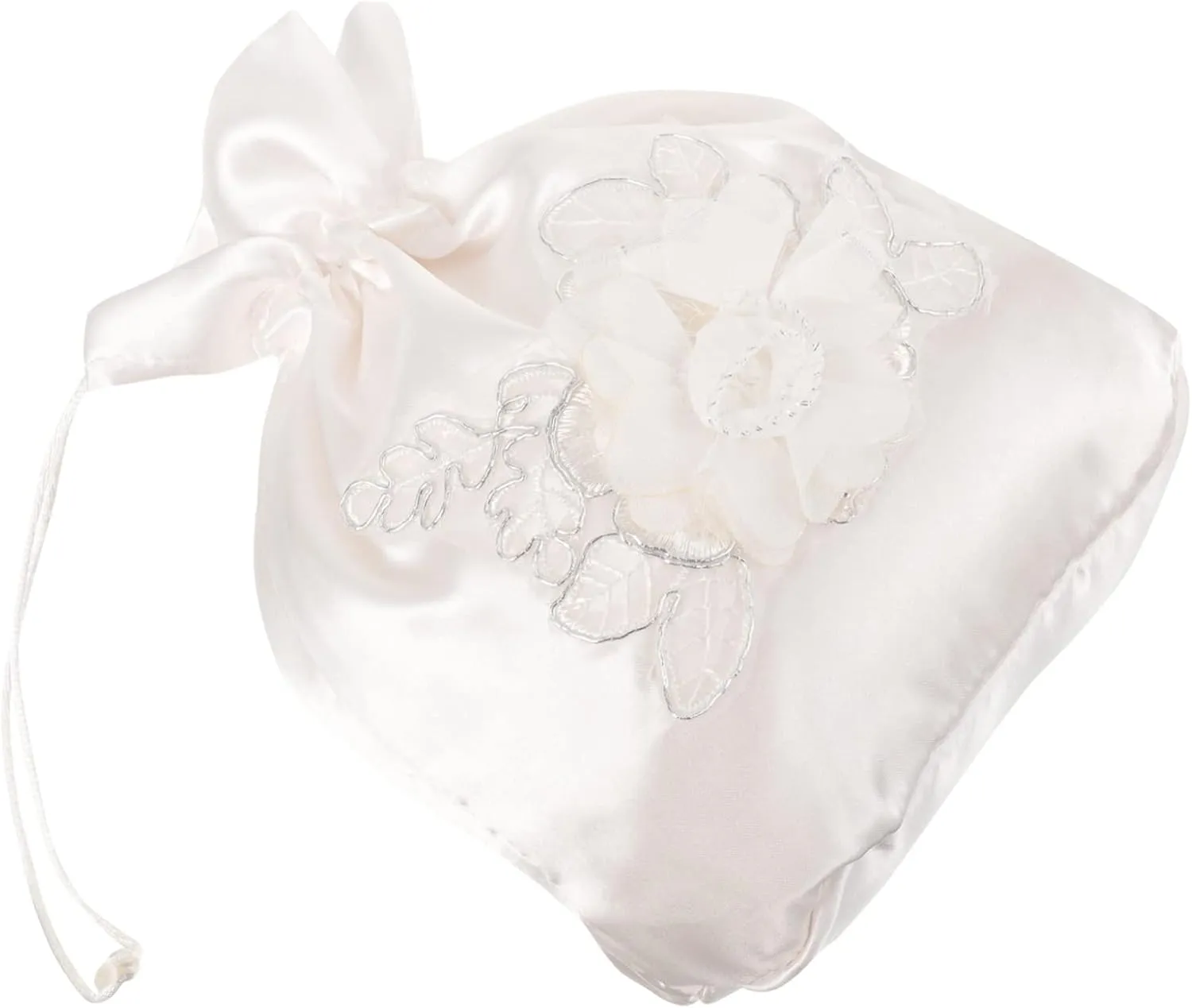 LIFKOME Satin Flower Wedding Favor Bag for Bride Elegant Bridal Handbag with Drawstring Closure Present Bag for Bridesmaids and Wedding Decorations Present for Bridal Parties