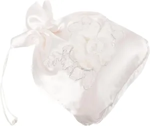 LIFKOME Satin Flower Wedding Favor Bag for Bride Elegant Bridal Handbag with Drawstring Closure Present Bag for Bridesmaids and Wedding Decorations Present for Bridal Parties