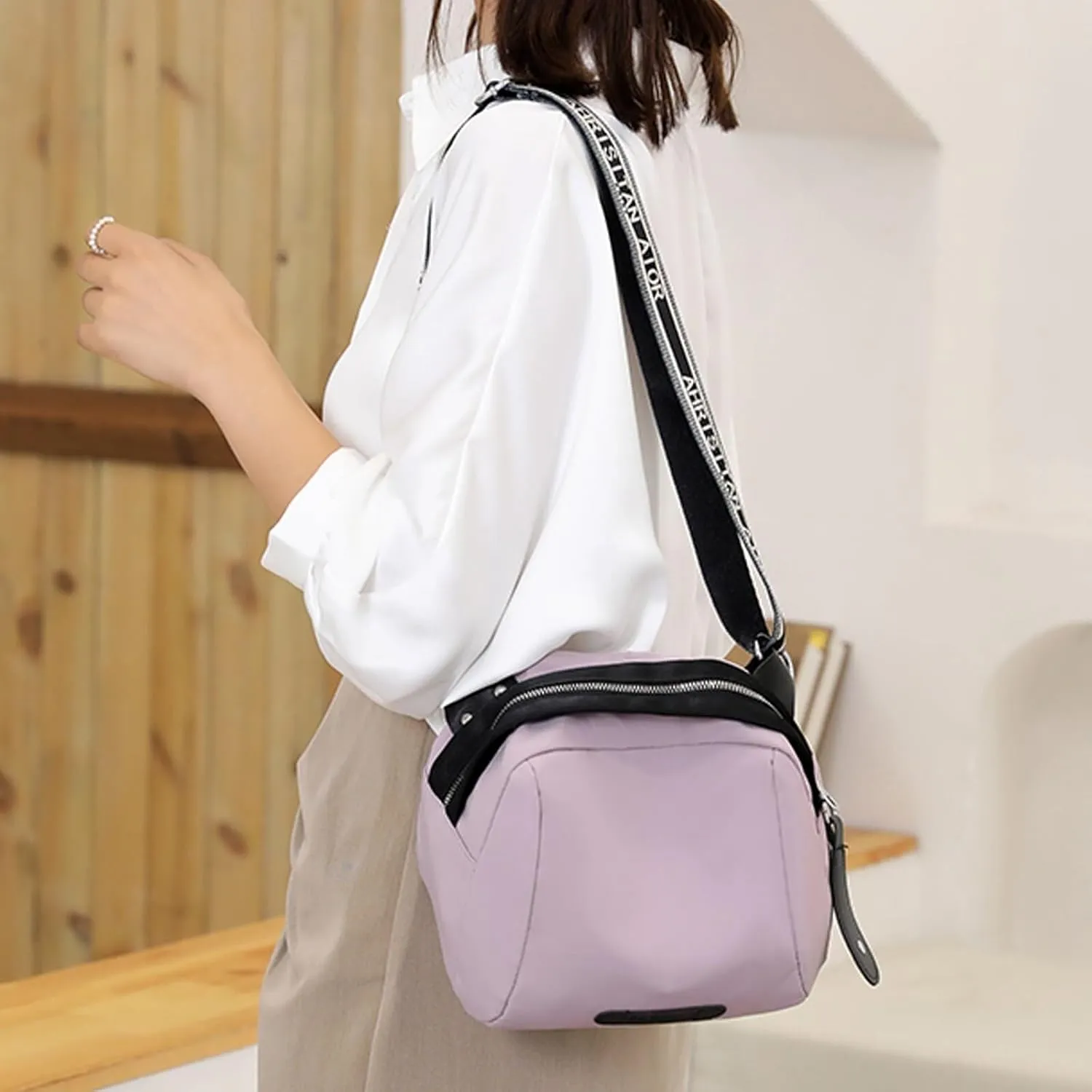 Lightweight Nylon Canvas Bag Multi-Pocket Top Handle Work Bags Crossbody Ladies Fashion Casual Shoulder Bags